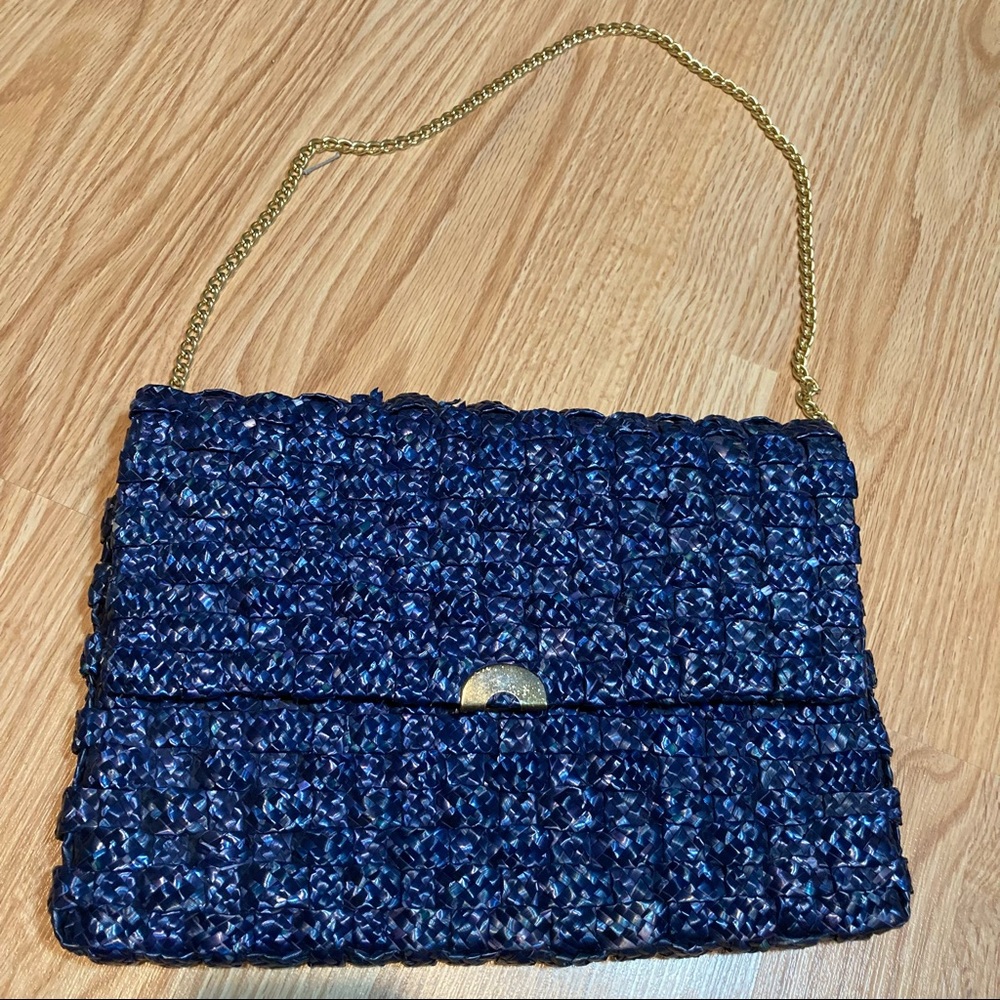 Blue‎ straw handbag